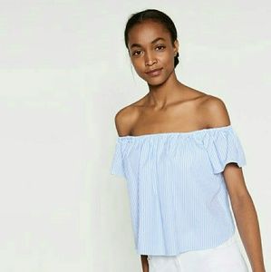 Brand New Zara Striped Off the Shoulder Top